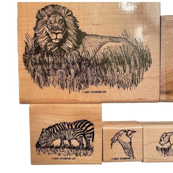 Stampin’ Up “Serengeti” Rubber Stamp Set of 6 Cardmaking Scrapbooking School - Picture 2 of 8